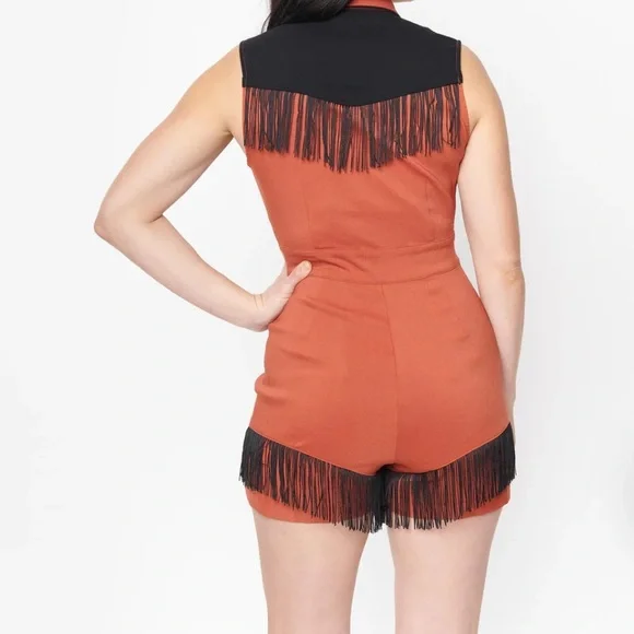 Unique Vintage Rodeo Ready Fringe Romper NWOT - Picture 3 of 4